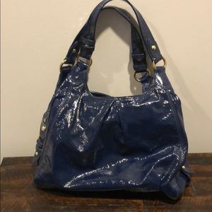 Blue leather coach bag